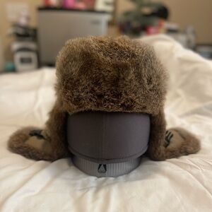 305XKHK Waxed Cotton Bomber- Khaki with Brown Rabbit Fur